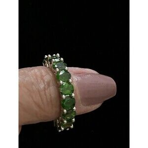 Elegant Eternity Band Green Stones Ring Marked 925 China Size 7